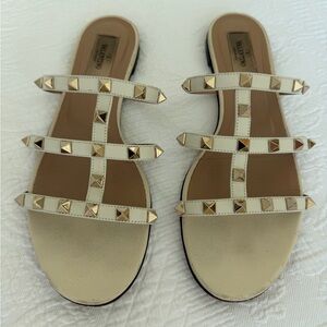 Valentino Women's Beige Rockstud Sandals